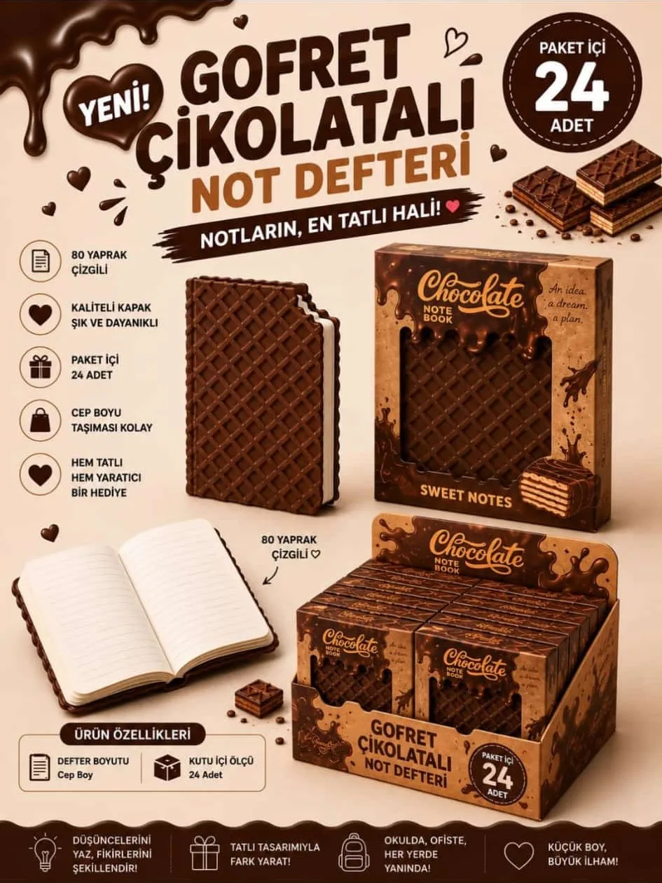 Gofret Çikolatalı Not Defteri alternatif ürün sunumu 2