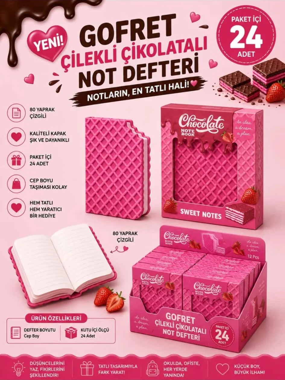 Gofret Çilekli Çikolatalı Not Defteri alternatif ürün sunumu 2